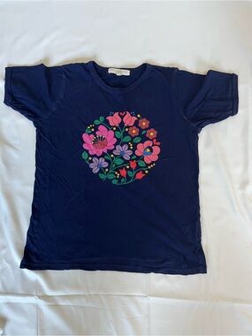 Truly Madly Deeply Floral Graphic Tee - Navy Blue Medium